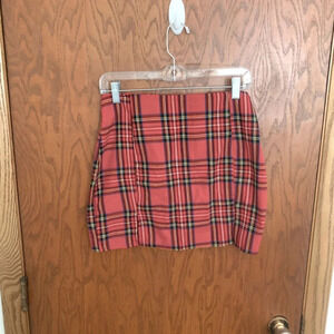SHEIN Red Plaid Mini Skirt
